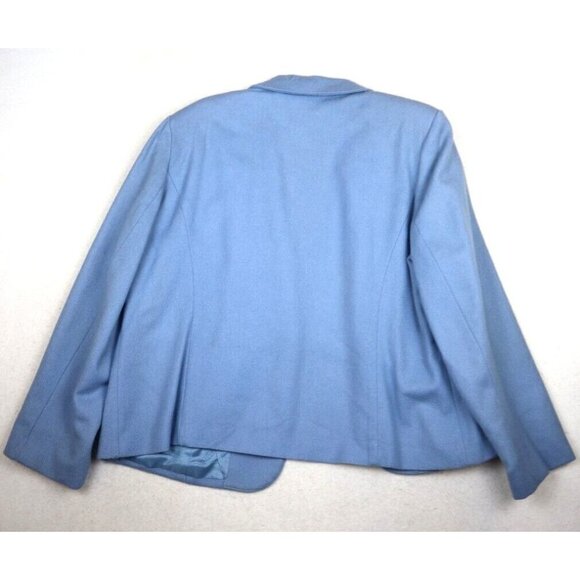 ADOLFO STUDIO - WOMEN'S BLUE ONE-BUTTON 100% WOOL BLAZER JACKET - SIZE 14P - Picture 9 of 15